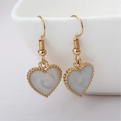 Fashion Acrylic Heart Drop Earrings for Women Party Romantic Lovely Jewelry Korean Fashion Golden Hook Earrings Sweet Charms