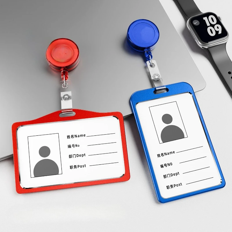 1pc Aluminum Alloy Card Badge Holder Business Work Card With ABS Retractable Badge Reel Pull ID Card Holder Nurse Accessories