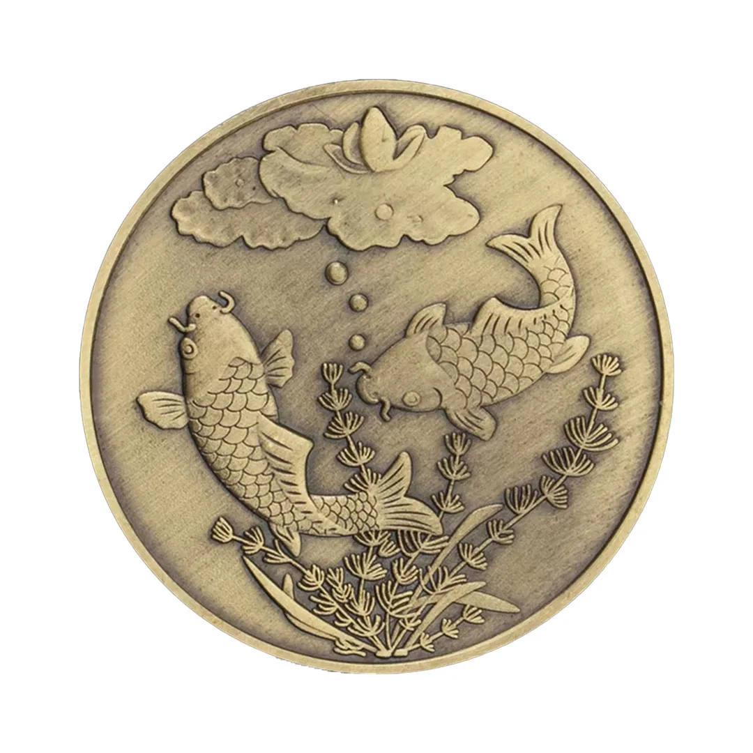 Памятная монета китайской рыбы кои, приглашение на фэн-шуй, удача, счастливая золотая монета, животное, любовь, новогодние коллекционные монеты