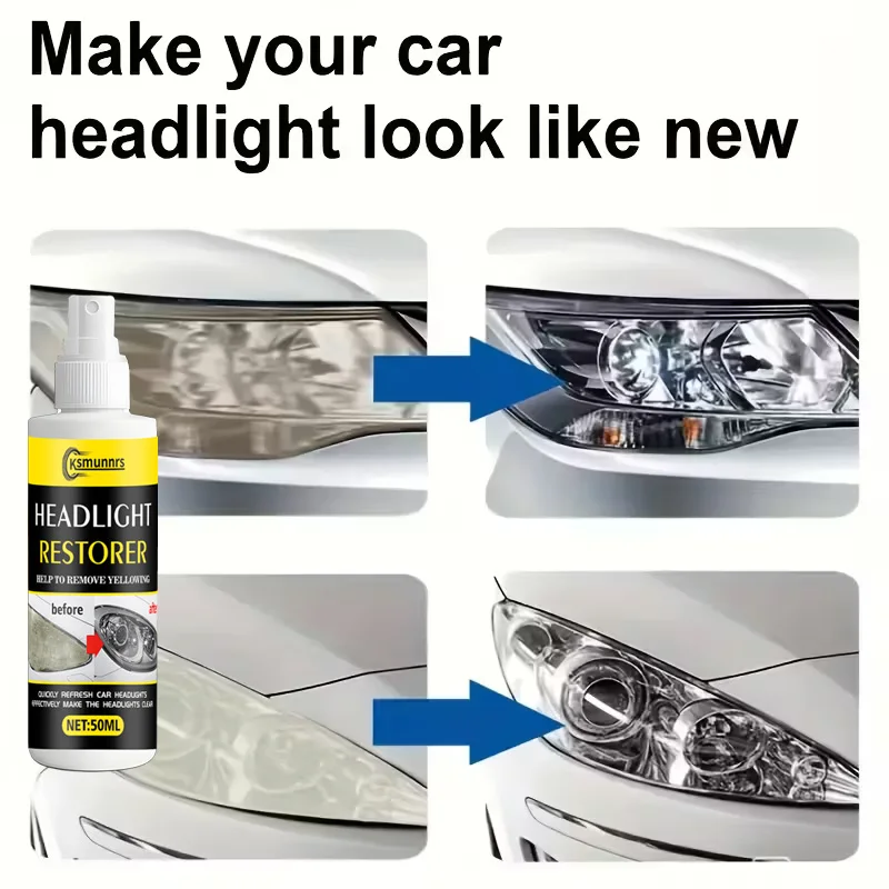Fasilawei Ceramic Headlight Restore Spray - Yellowing Oxidation Scratch Remover Quick-Acting No Power Needed