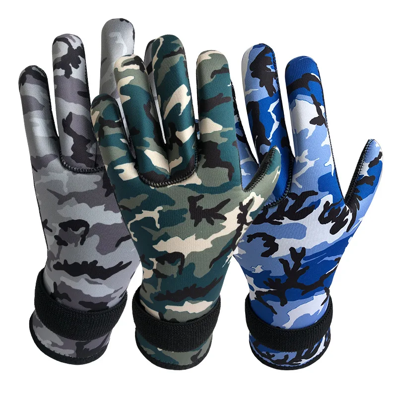 New 3mm Diving Gloves Anti Slip Wear-resistant Camouflage Anti Sting Gloves Catching Fish Winter Swimming Diving Gloves Men