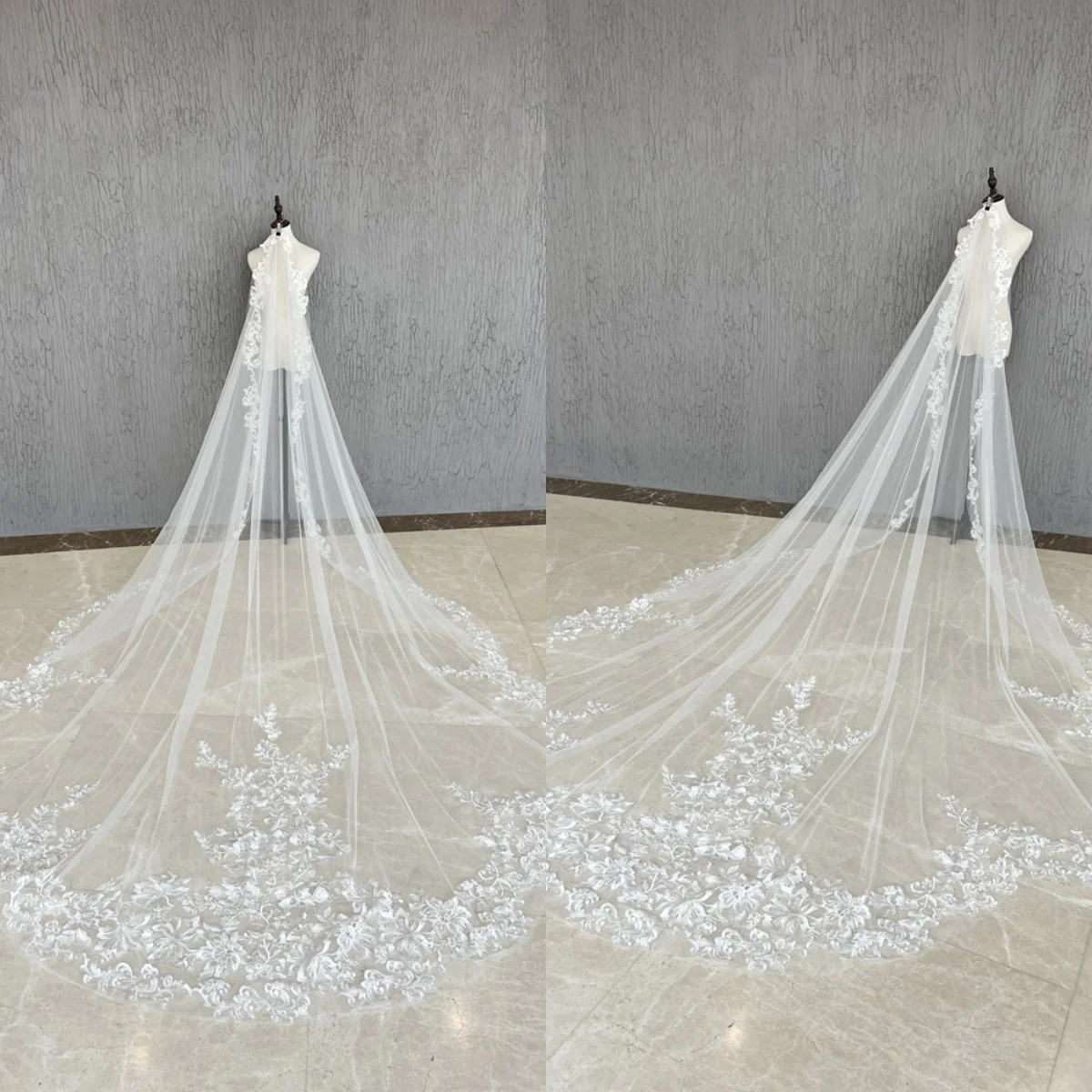 Princess Wedding Veil Appliques With Comb Bride Veils Cathedral Length One Layer Bridal Accessories Customized velo de novia