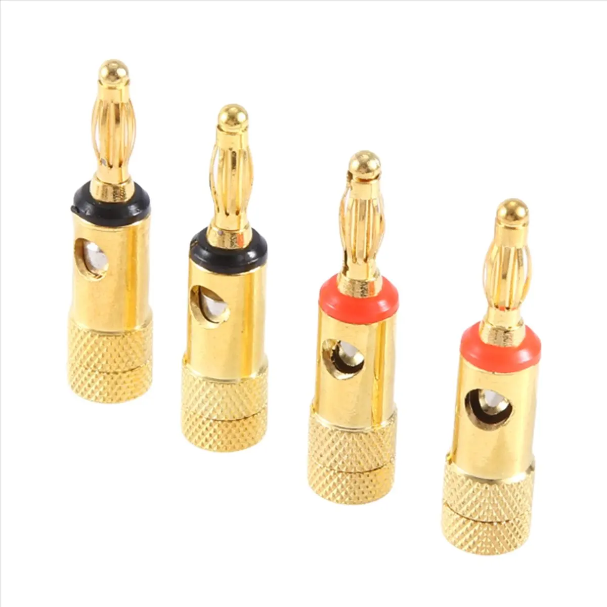 DTA4 Banana Plugs 4mm, 2 Red 2 Black, HiFi Speaker Audio Connectors for Home Theater System