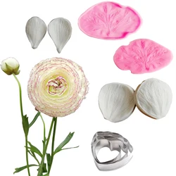 Anemone Flower Petal Veiner &Cutters Silicone Molds Fondant Mould Buttercup Veining Clay Sugarcraft Waterpaper Forms CS228