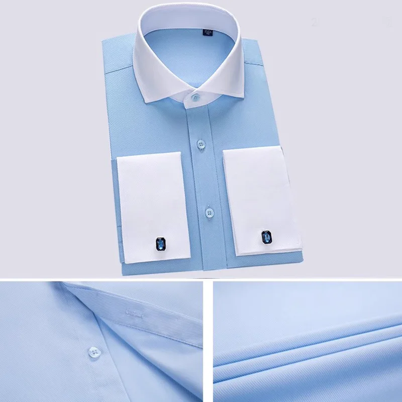 Mens Dress Shirt Jannydaystore French Cuff Shirts Formal Mens Top wear Men Business Shirts zometg high quality dress shirts