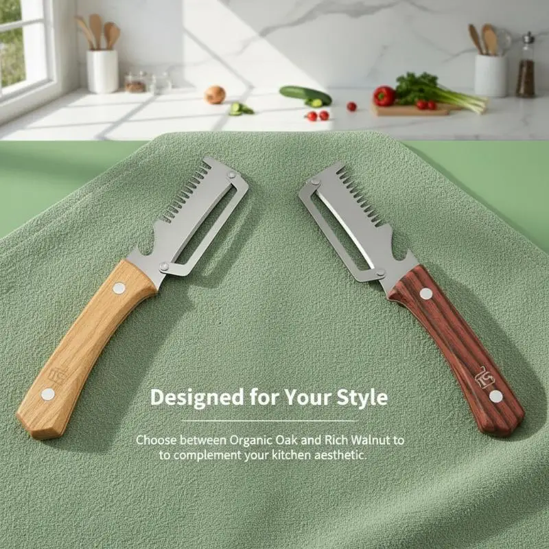 3 in 1 Serrated Peeling Knife with Integrated Vegetable Peeler Scallion Shredder and Opener Ideal for Fast Cooking