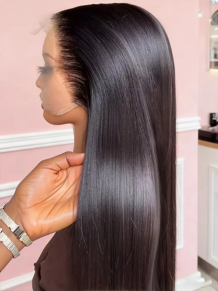 

100% натуральные человеческие волосы HD, прямые парики с кружевной передней частью 13x6, 40-46 дюймов, шелковистые волосы, парики с полной кружевной передней частью 13x4 360 для женщин, плотность 300%