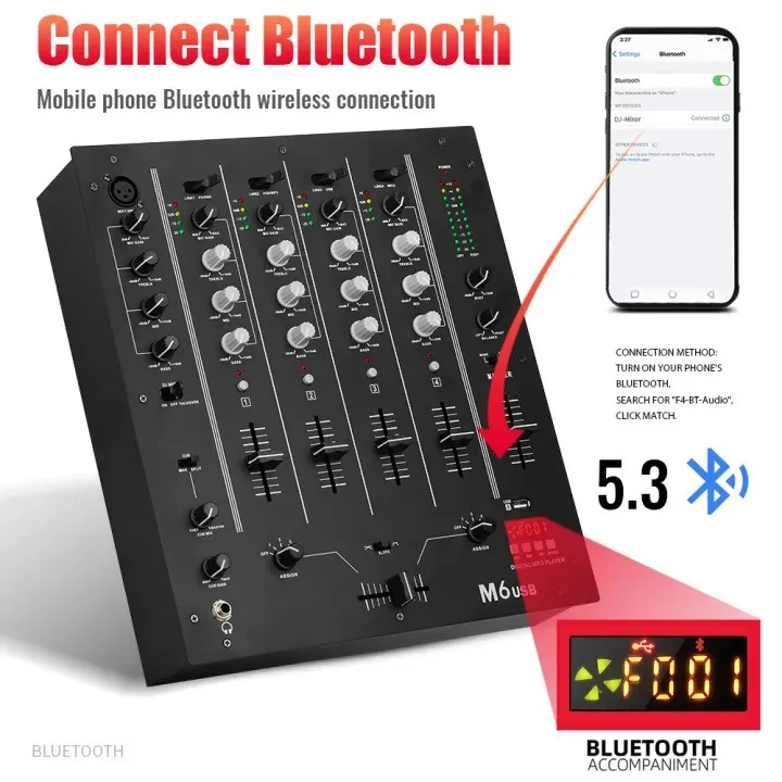 خلاط USB ذو 4 قنوات DJ شريط المسرح المباشر KTV DJ خلاط خلاط أداء مباشر للخدش