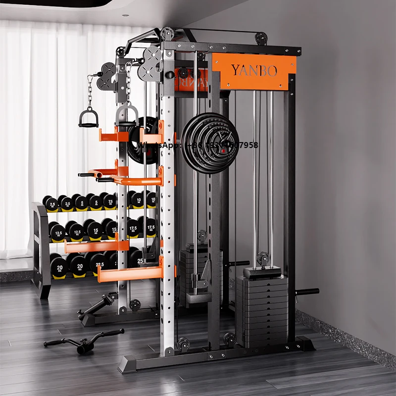 

GLSfitness J009S Новый модернизированный коммерческий многофункциональный тренажер с силовой клеткой, тренажером Смита и веревочной системой