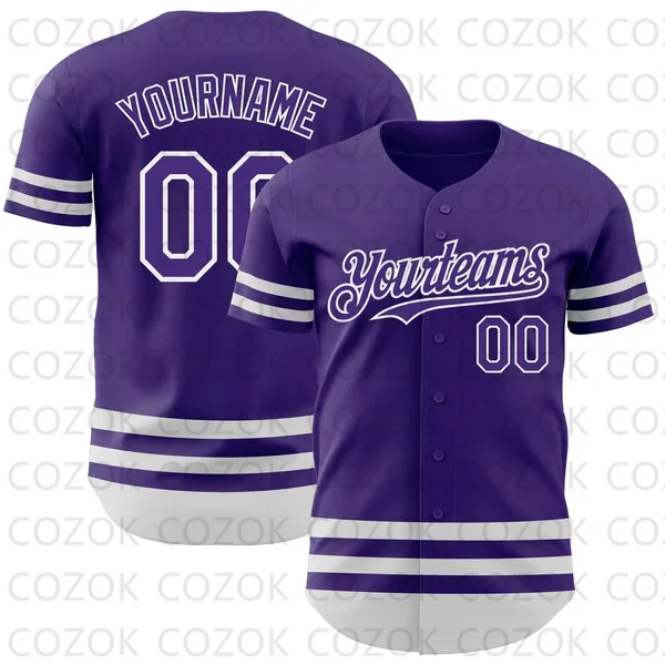 Custom Purple Line Baseball Jersey Men and Women Shirt 3D Printed Shirt Team Shirts Hip Hop Unisex Tops