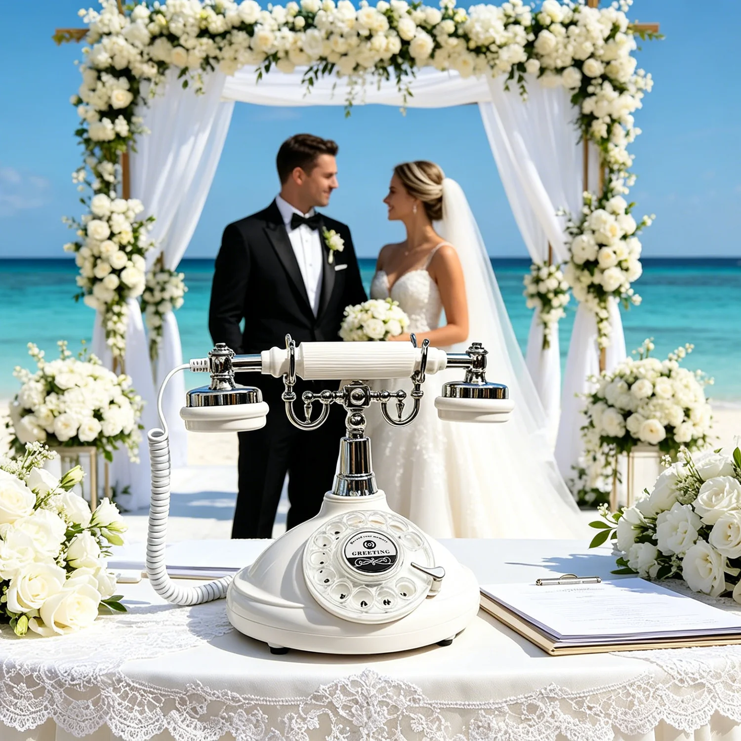 Voice Guestbook Telphone Wedding Telephone Capacity Vintage Rotary Recording Phone Customized Message for Wedding Birthday Party view 5