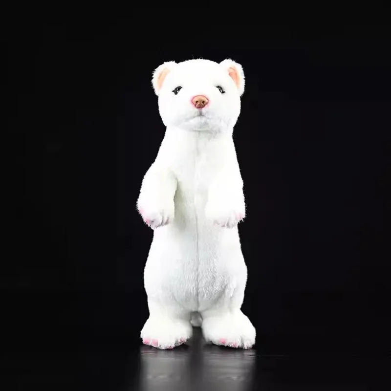 Realista Mustela Erminea Stoat blanco emulacional Animal de pie salvaje muñeca suave juguete de peluche niña niño cumpleaños regalo de Navidad 1 pieza