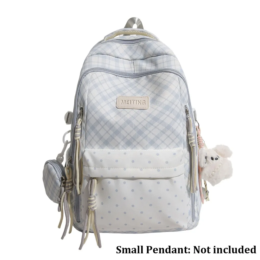 Large Capacity Plaid Backpacks Water-resistant Lightweight Checkered Travel Daypack Multi-pocket Casual Laptop Backpack
