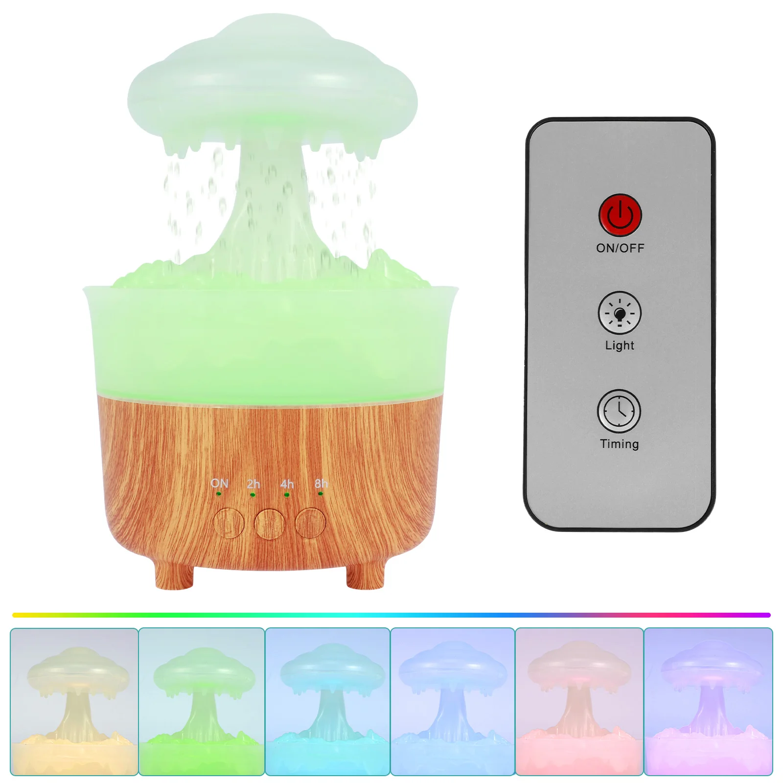 Rain Cloud Humidifier Water Drip 7 Light Colours Rain Cloud Humidifier Waterfall Lamp Relaxing Mushroom Diffuser Humidifier