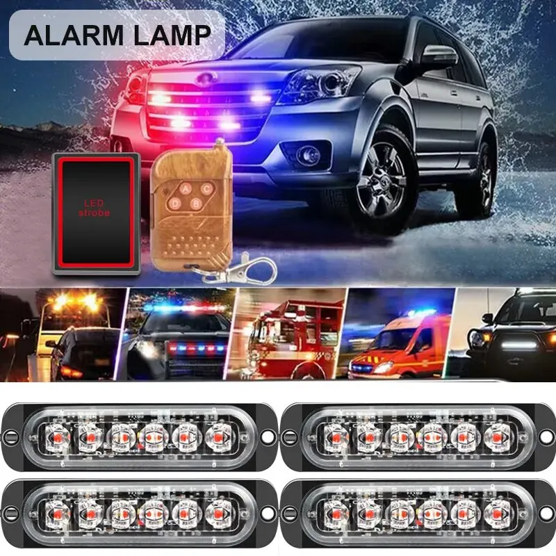 

24 LED Strobe Light Wireless Car Emergency Flashing Light Car LED 12V Trailer Truck Strobos Police Warning Light Auto Diode Lamp