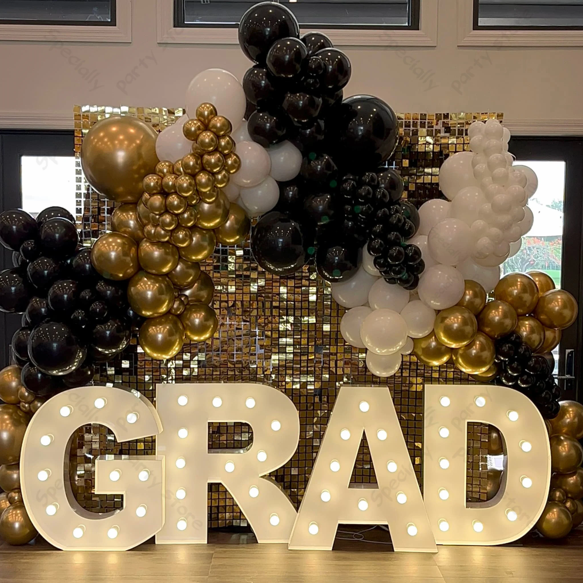 194 Stück Schwarz Gold Ballon Girlande Bogen Kit Weiße Latex Ballons für 2025 Abschlussfeier Zeremonie Geburtstag Jahrestag Dekor