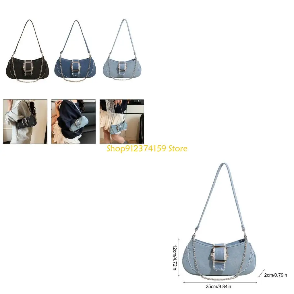 

G5AE Стильная джинсовая сумка через плечо с цепочкой для женщин, повседневная дорожная компактная сумка подмышками, уличная