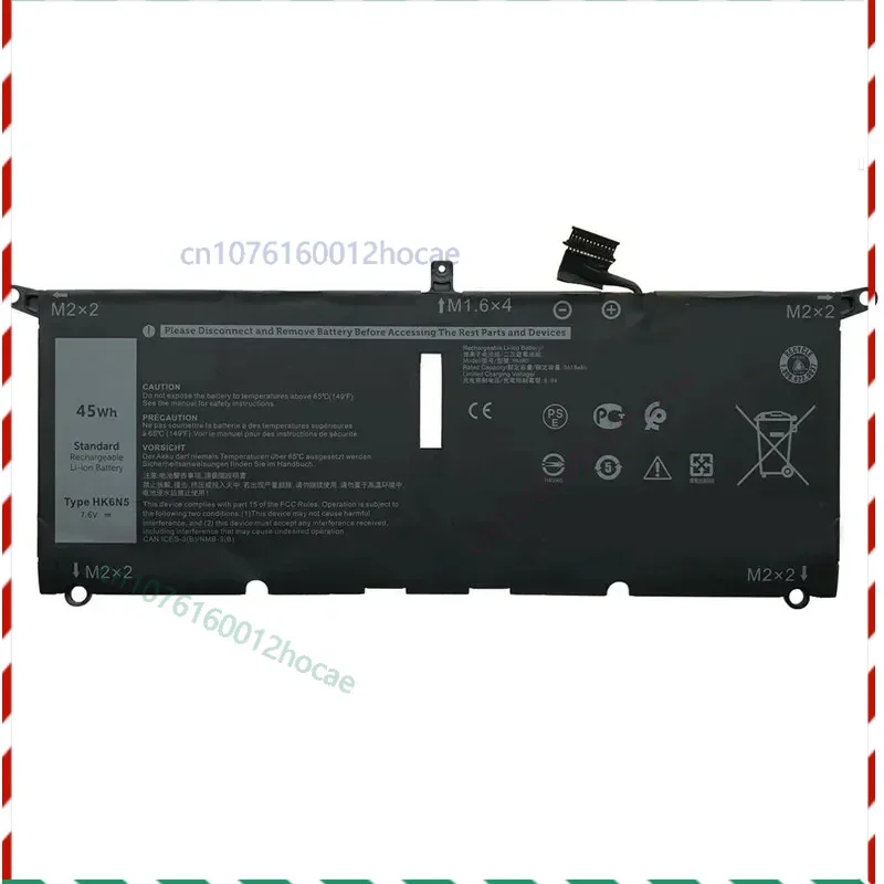 

New Lithium-ion Laptop Battery HK6N5 For DELL Inspiron 13-5390 XPS 13 9370 9380 P82G DGV24 WDK63 DXGH8 7.6V 45Wh 4 Cell