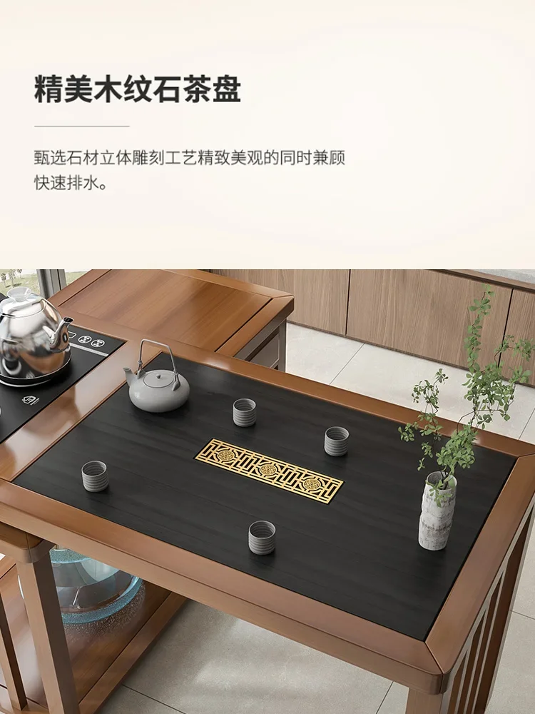 Balcony solid wood rotating coffee table and chair, activity home small kung fu coffee table, coffee table and kettle.