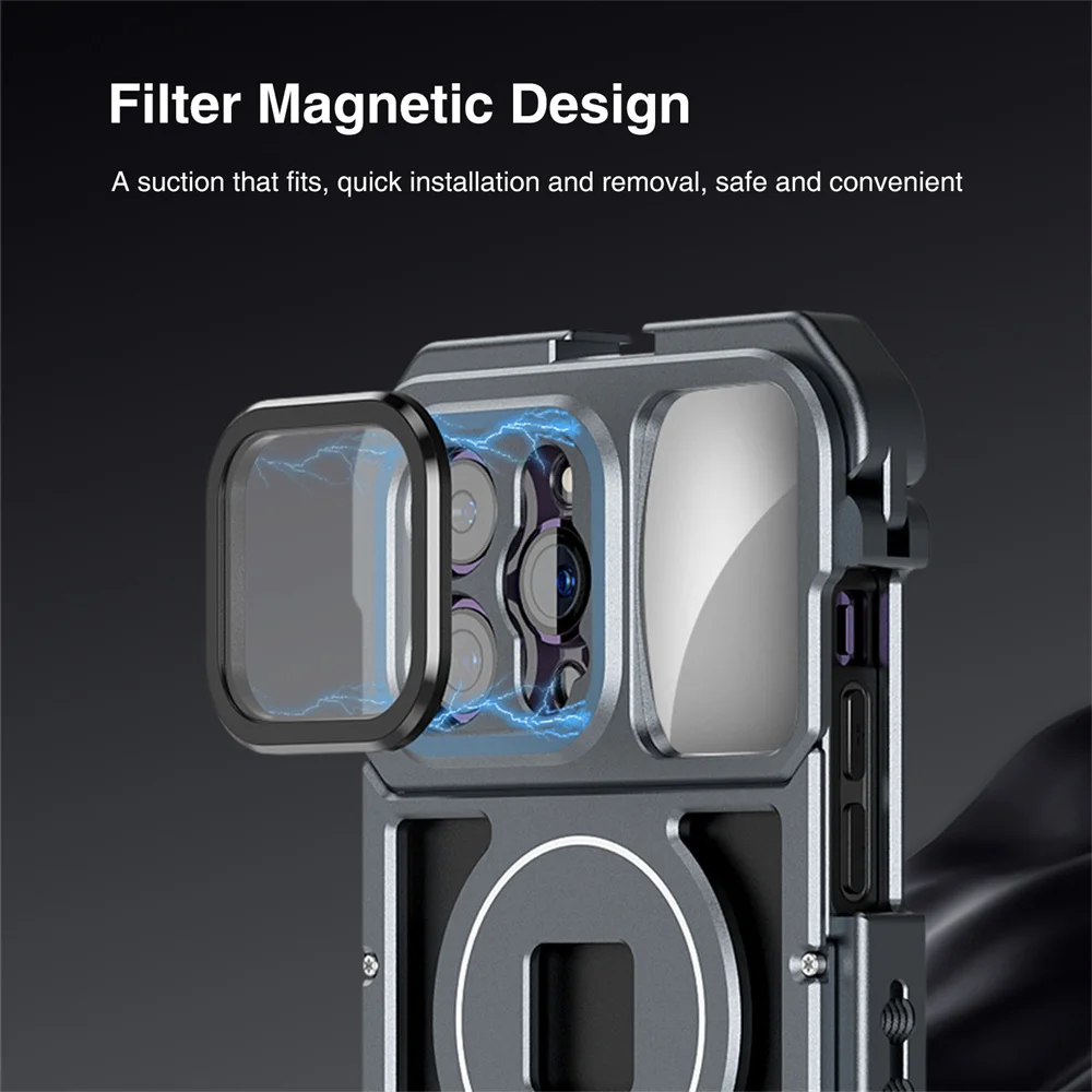 VRIG Magnetic Quick Release Phone Cage Video Vlog Rig maniglia per Iphone 14Pro Max stabilizzatore del telefono fotografia Video Filmmaking