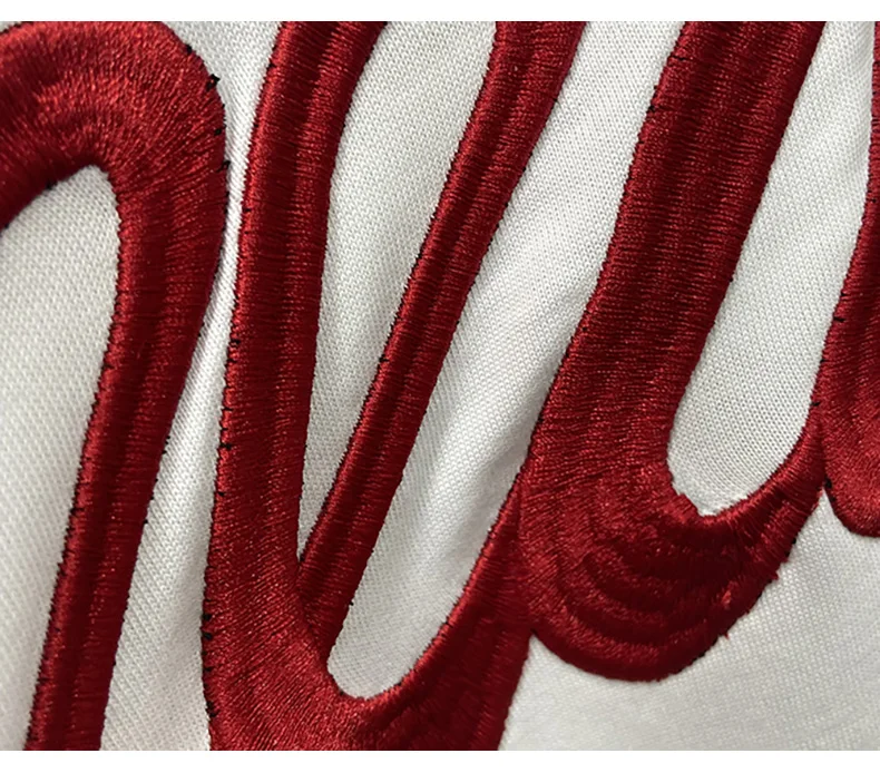 High Street Summer Hip-hop Heavyweight Short Sleeved T-shirt Men's Loose Letter Embroidery and Five Quarter Sleeves Tshirts Tops