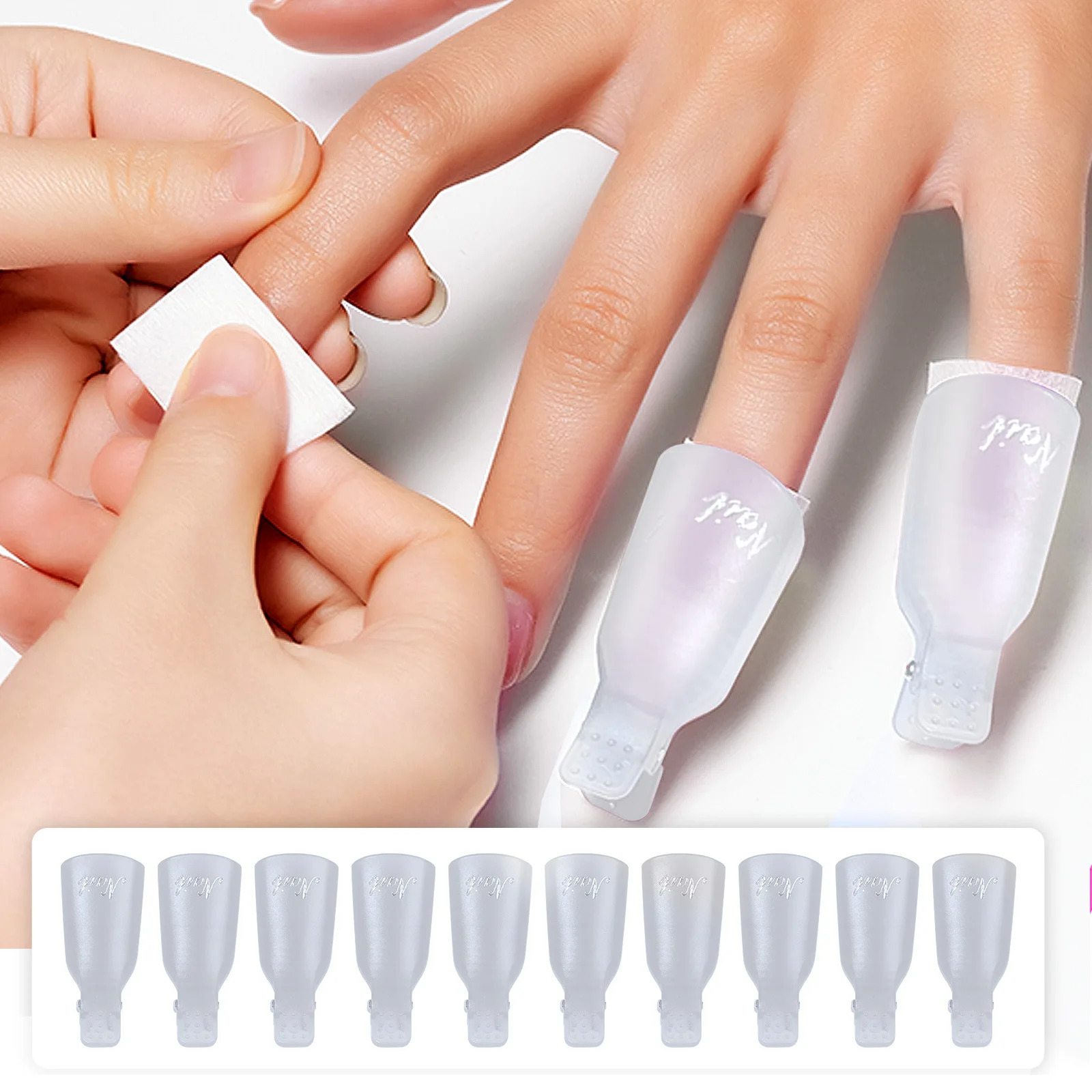 10-piece set of nail clip applicators, handmade reusable nail art tools with diamond nail art brush DIY nail polish remover tool