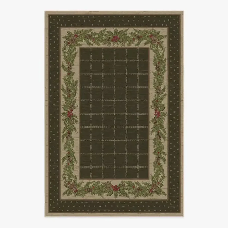 Minimalist retro green plant flower pattern Carpet Living room large area rug soft plush machine washable non-slip floor mat
