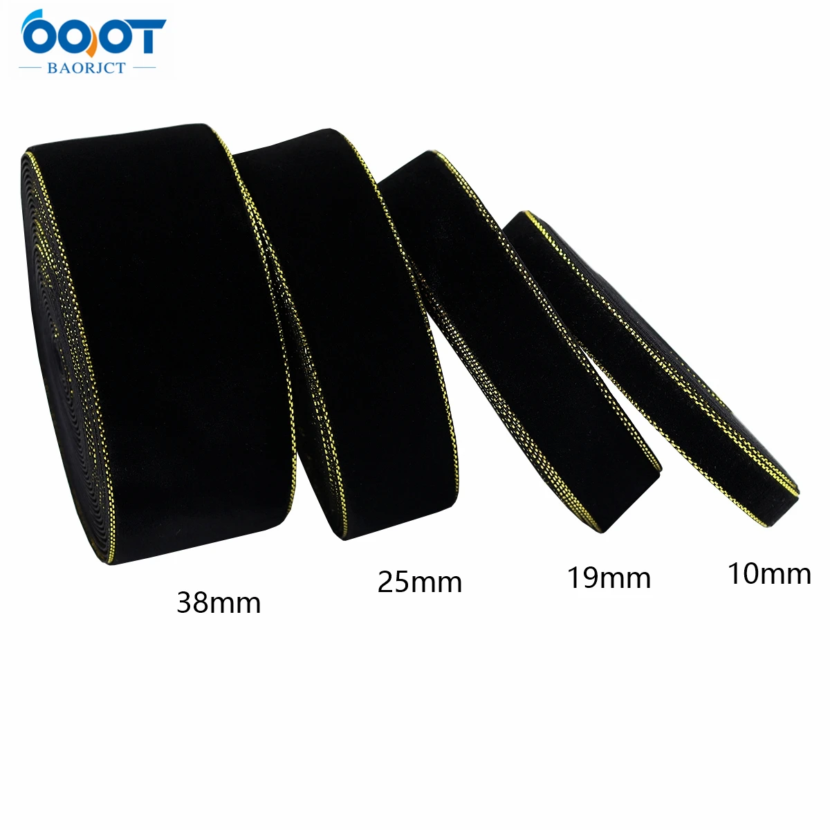 Black Phnom Penh Flocking Ribbon New Year Holiday Party Decoration 10Yards Multi-size Bow Cap DIY Gift Packaging Materials