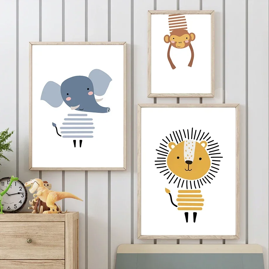 Number Alphabet Lion Monkey Elephant Giraffe Nordic Wall Art Print Diamond Painting Posters for Living Room Modern Home Decor