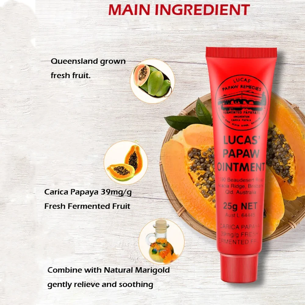 18PCS AU Lucas Papaw Ointment Rash ครีม Lip Balm Wound Skin Care มะละกอซ่อมแซมผิว Papaw ครีม Lucas น้ํามัน 25g