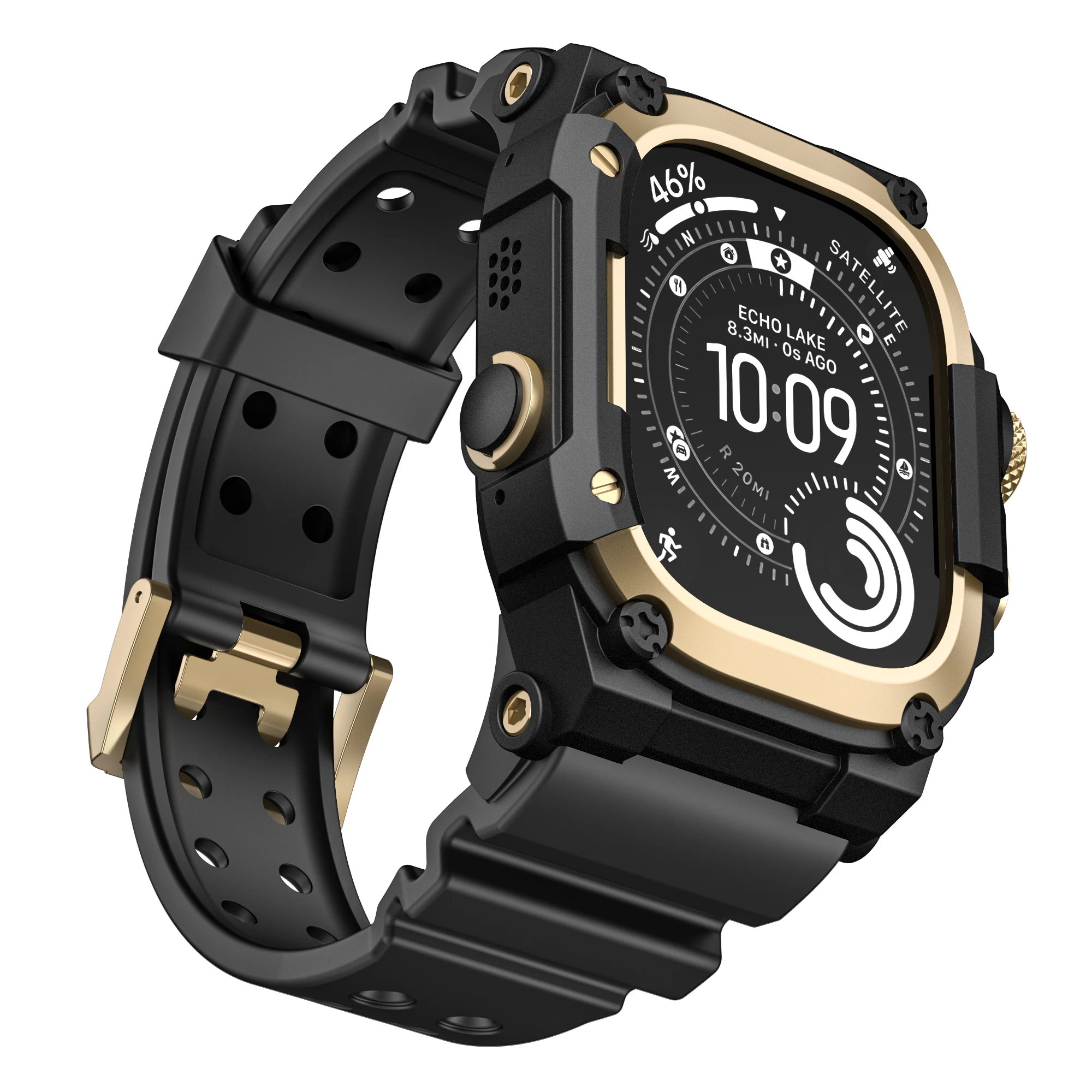 

Подходит для Apple Watch Universal Ultra3/2/1 49 мм, прочный защитный чехол с оригинальной металлической рамкой, спортивный силиконовый ремешок.