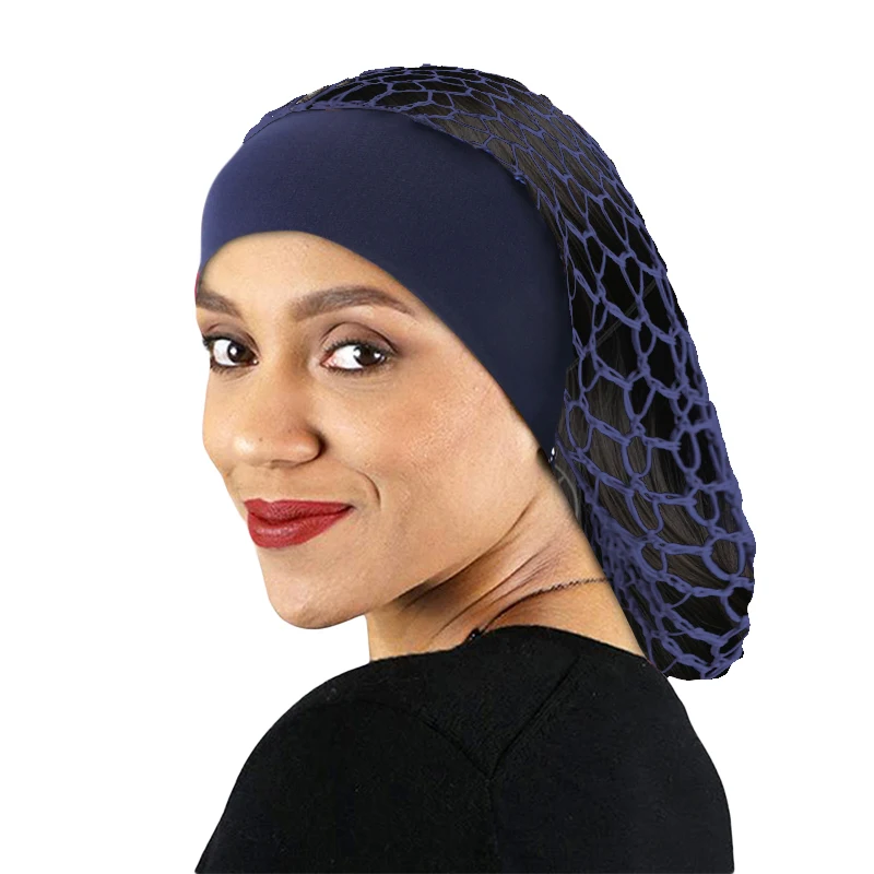 New Women Ladies Hair Net Stretchy Wide band satin Mesh Snood Hair Net Soft Rayon Snood Crochet Hair Net Accessories