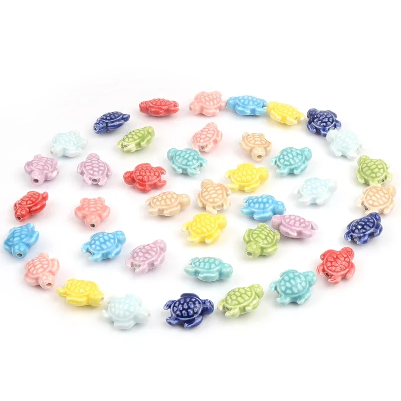 18mm Tortoise Beads Turtle Shape Ceramics Beads Charms Loose Spacer Beads For Jewelry Making DIY Bracelets Necklace Accessories