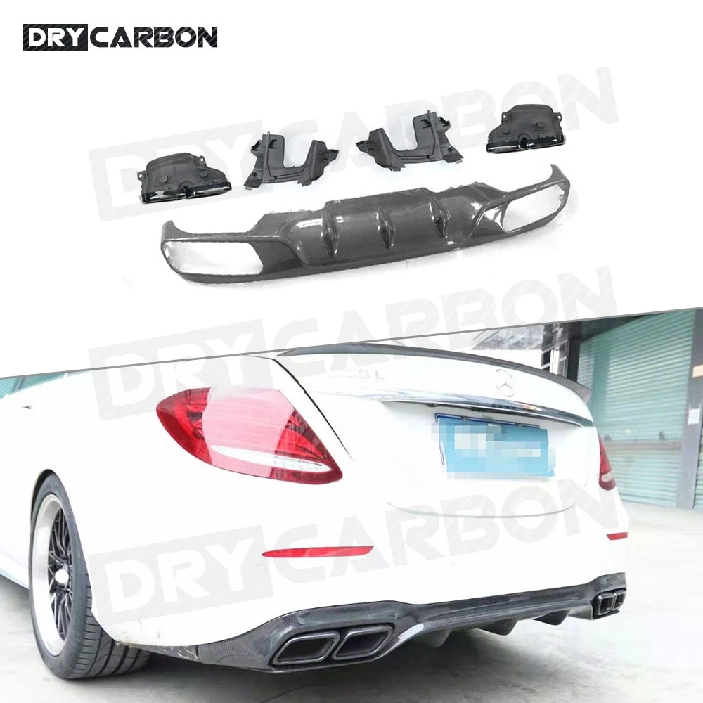 

Rear Bumper Lip Diffuser With Exhaust Tips for Mercedes Benz E Class W213 E250 E350 E400 E43 E63 AMG Standard 4 Outlet 2017-2019