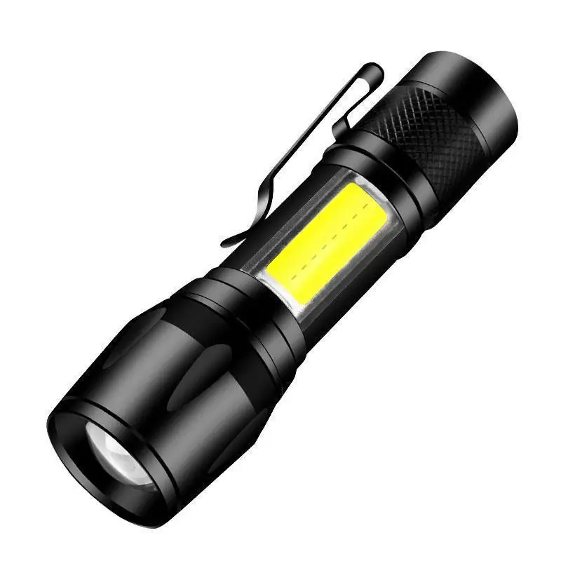 

Мини-фонарик COB + XPE, портативный фонарик с зарядкой через USB, кемпинговый фонарь с масштабируемой фокусировкой, тактический фонарик с зажимом для ручки