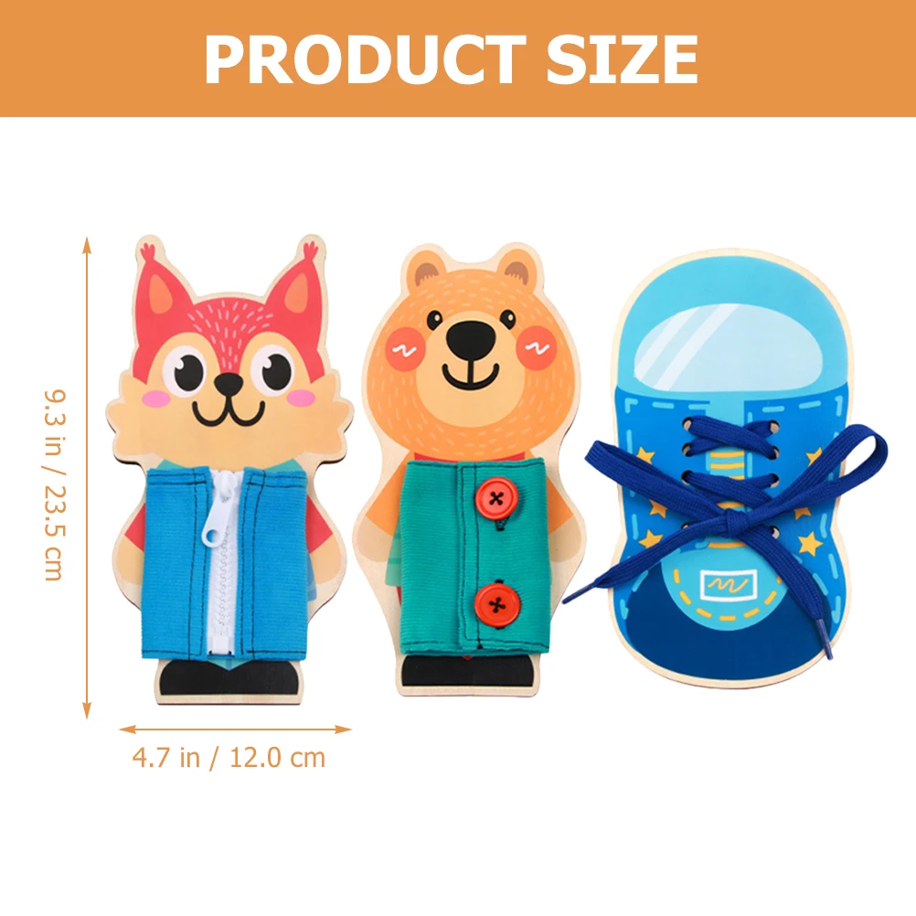 1 conjunto de cadarços de madeira tênis tie-up botões de sapato criança ocupado placa educacional habilidades motoras finas crianças aprendizagem atividade sensorial