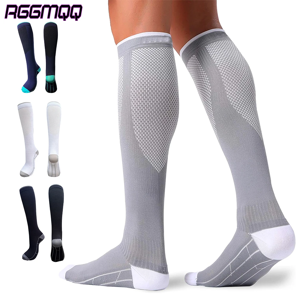 

RGGMQQ 1Pair 20-30mmHg Compression Socks for Women Men - Athletic Sports Running Nurse Circulation Support Gradient Socks