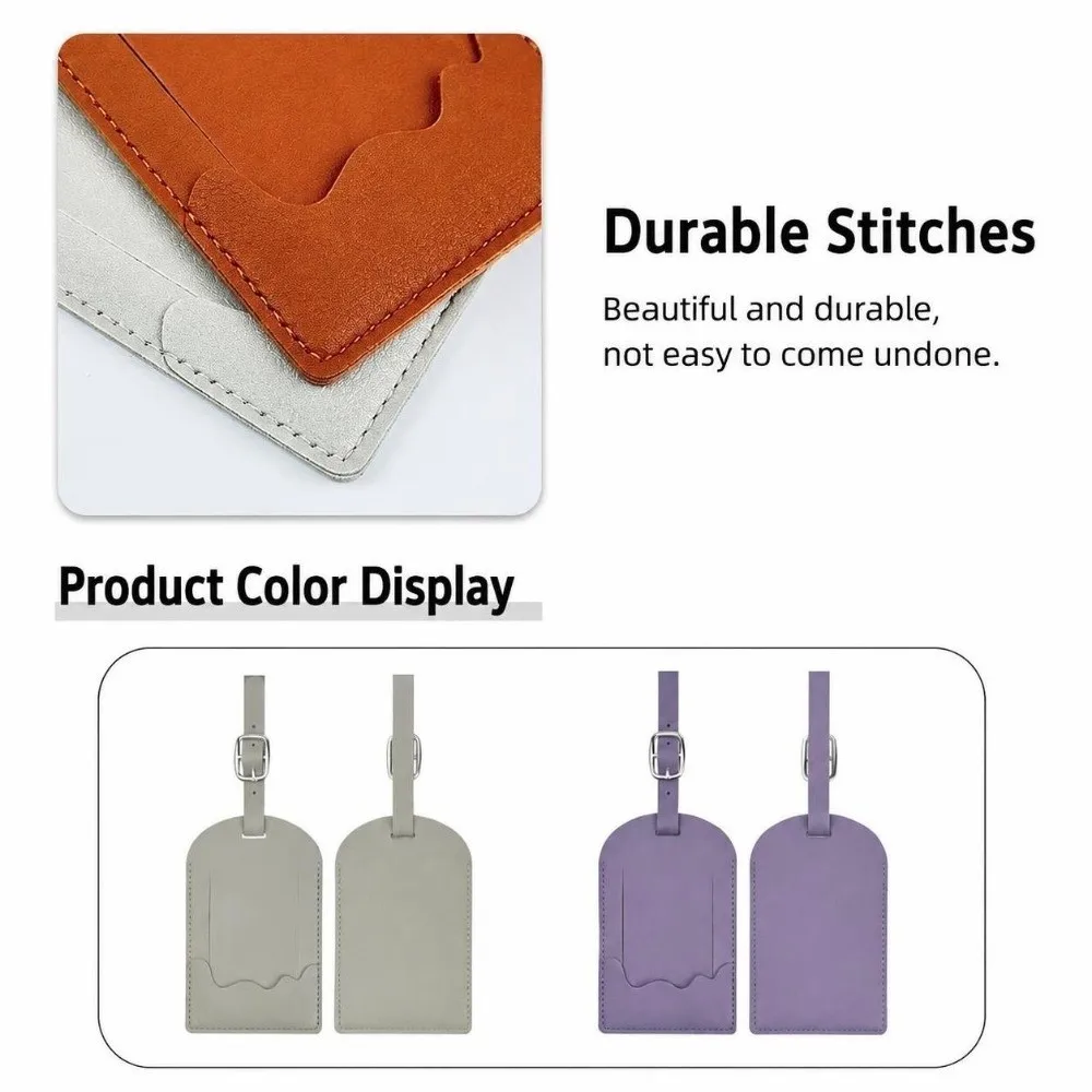 Simple PU Leather Luggage Labels with Signature Paper Portable Luggage Tag Travel Universal Boarding Tags for Men Women