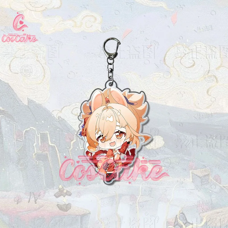Reissue link Game Genshin Impact Keychain Raiden Shogun Hutao Kaedehara Kazuha Xiao Yoimiya Cartoon Pendant Keyring - Detail 1