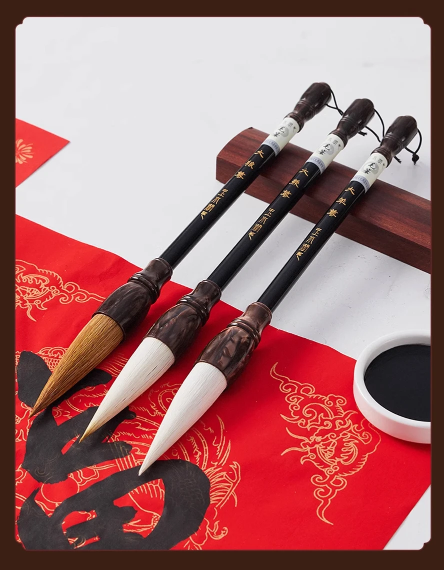 Long WeaselHair Brush Large Running Script Regular Script Cursive Script Brush Chinese Calligraphy Brush Pen Couplets Caligraphy