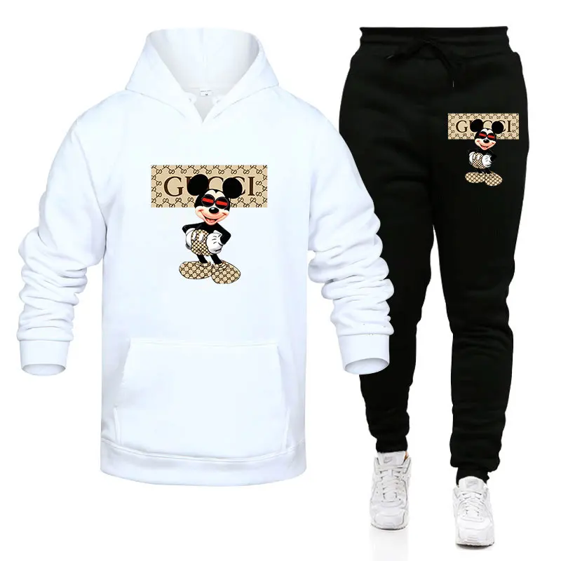 2024Disney couple hoodie set fashion sweatshirt+sweatpants set sweatshirt men\'s pullover sweatshirt women\'s clothing