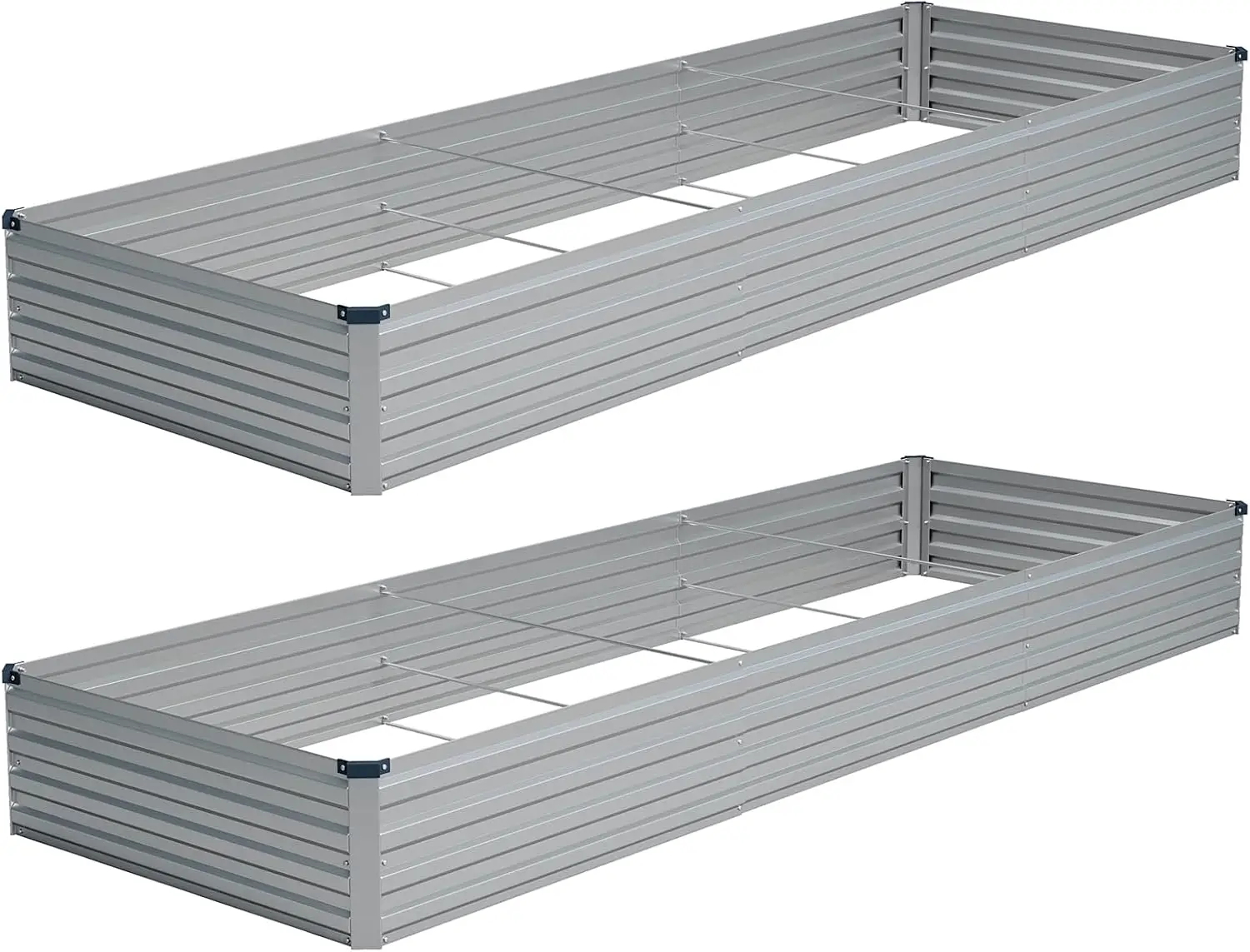 2-Pack Galvanized Raised Garden Beds, 12x4x1ft, Silver Rectangular Planter for Vegetables, Herbs, Flowers, Easy Assembly