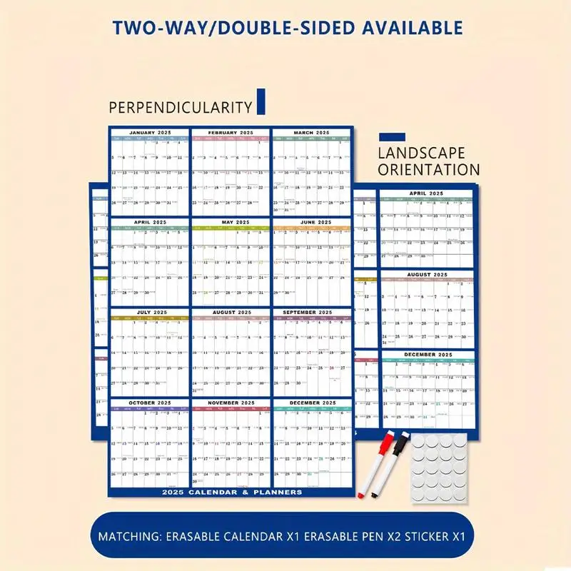 2025 Dry Erase Calendar Erasable 2025 Calendar Planner for Wall 12 Month Wet Dry Erase Calendar for Planning Schedules for