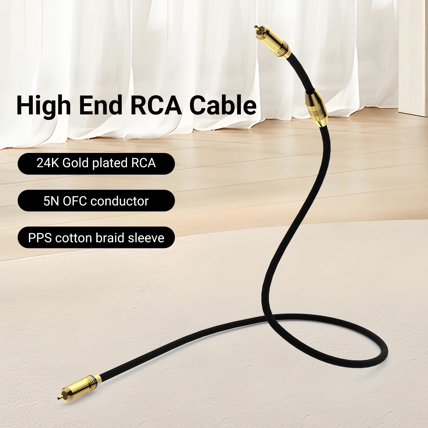 Audiocrast PR802 High Purity OFC RCA Analog Interconnect High End RCA Cable 2 Rca To 2 Rca Stereo Cables Male To Male Aux Cable