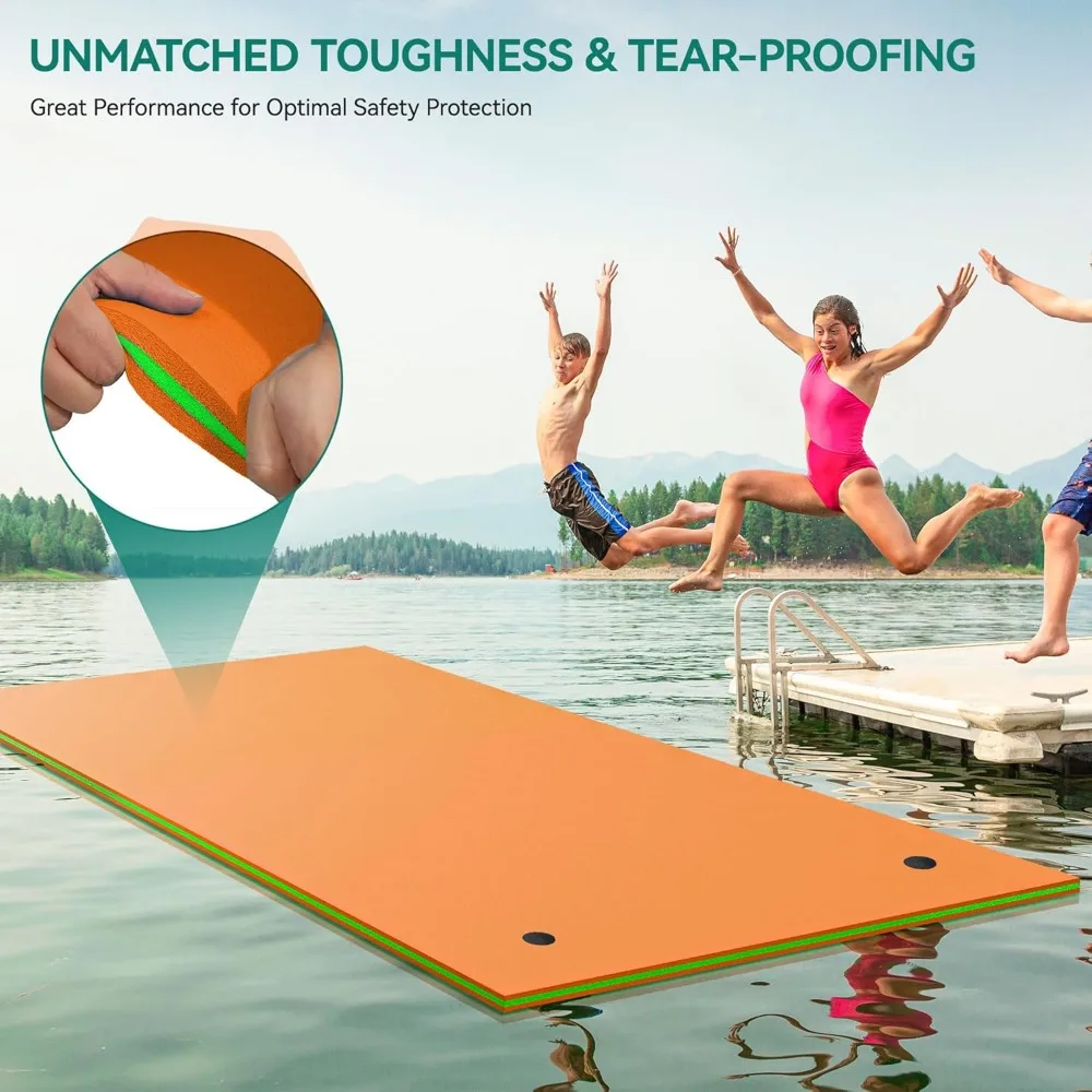 12' X 6' Lily Pad Floating Mat Water Mat Inflatable Rafts Lily Pad Pools Beach, XPE Floating Island for Kid Adults