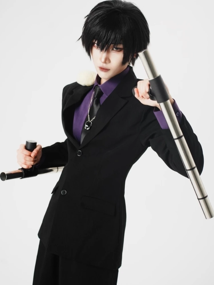 

New Anime Cosplay Universal Black Suit Shirt Tie Pants To Choose Cosplay Costume For Game Party Halloween Custom Made