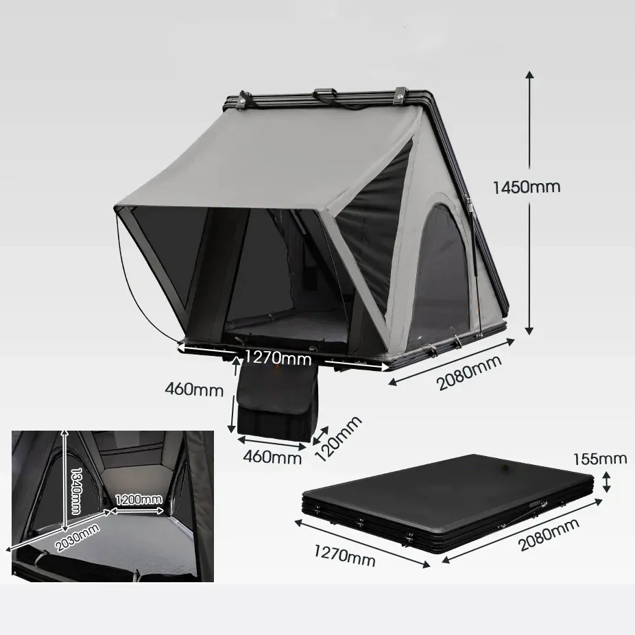 Automatic Camper Top Triangle Roof Top Tent Hard Shell Roof Cover Top Tail Folding Tent Car Rooftop Tent