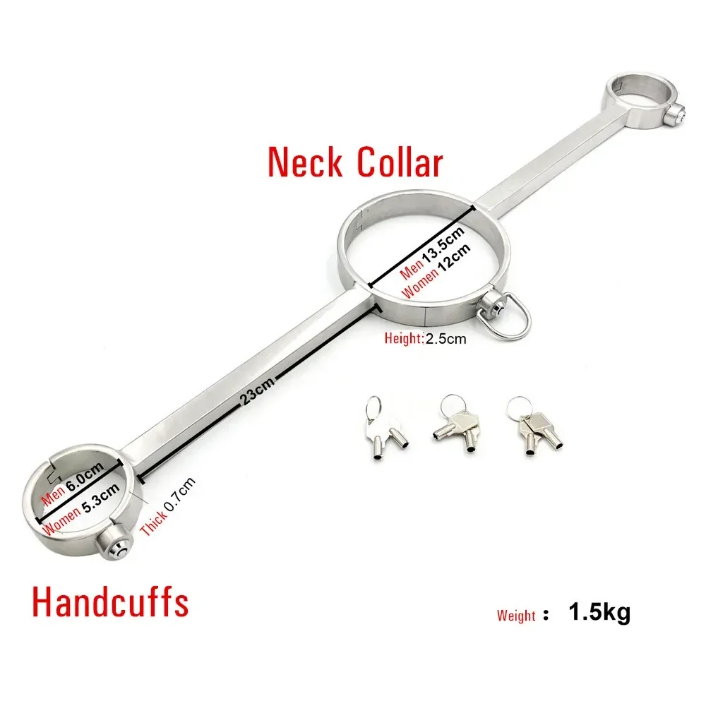 Metal Handcuffes For Adult Erotic Toys Sex Shop Products Collar BDSM Slave Neck Bondage Restraints Spreader Bar Shackle SM Goods