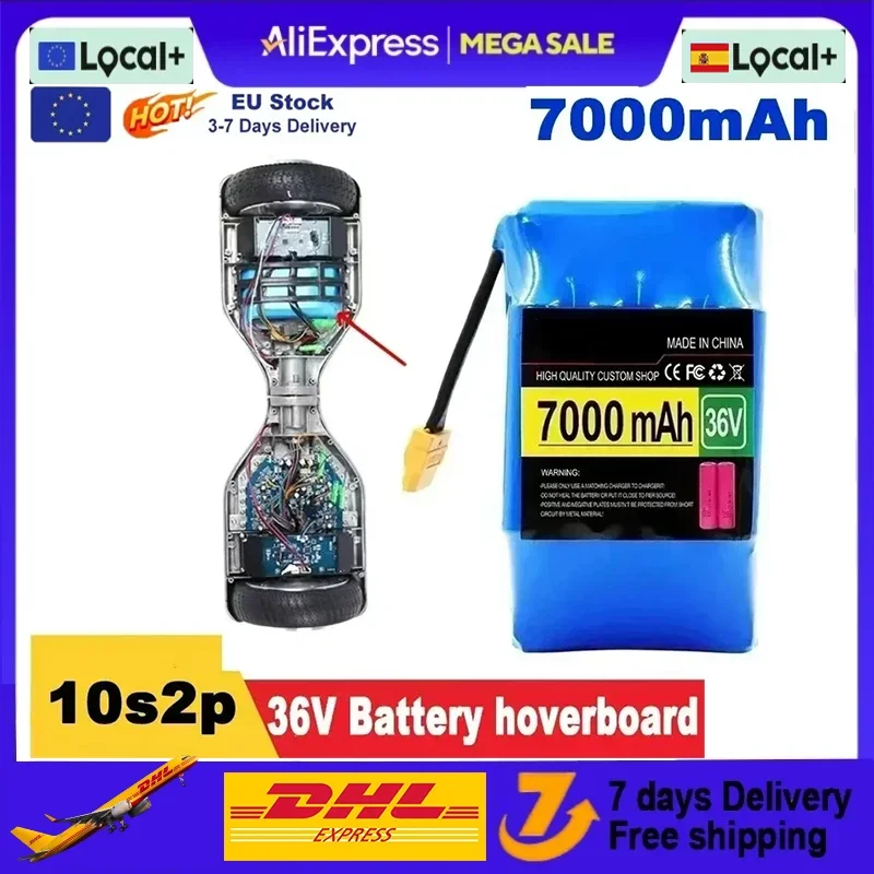 Wiederaufladbare Lithium-Ionen-Batterie 36V 12Ah 10S2P Original-Akkupacks für Elektrische Selbstbalancierende Roller, Hoverboards und Einräder