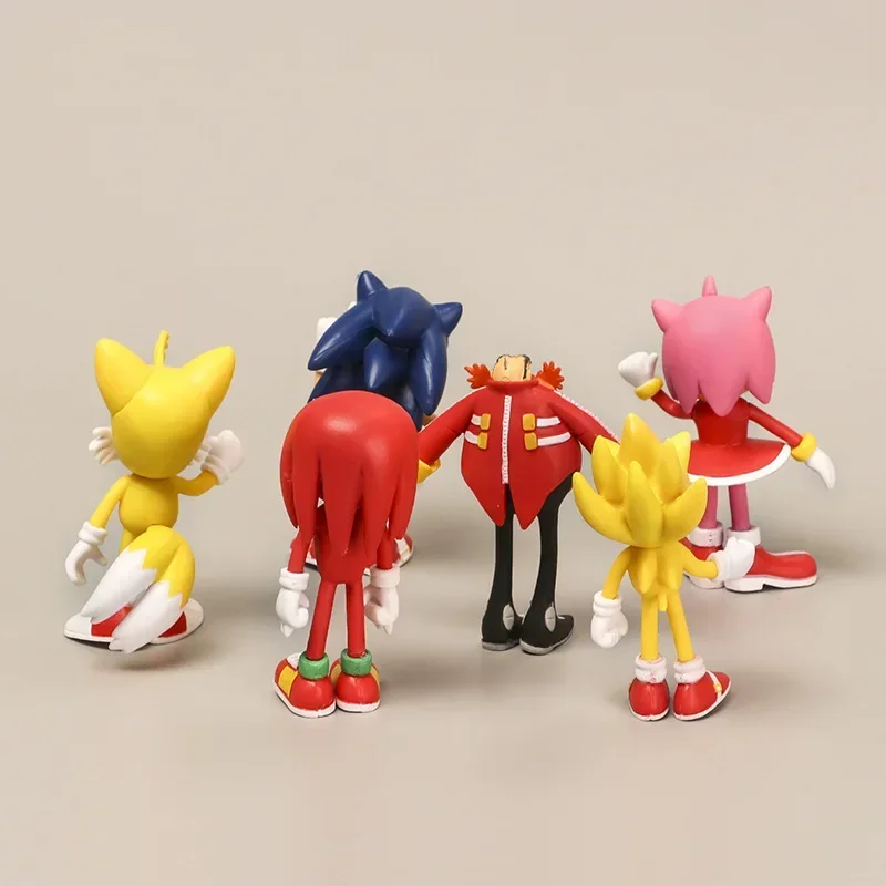 Sonic PVC Anime Action Figure para Crianças, Ouriço, Modelo de Cauda Sombra, Bonecas Bonitas, Brinquedo Animal Kawaii, Presente de Aniversário, 11cm, Conjunto de 6Pcs